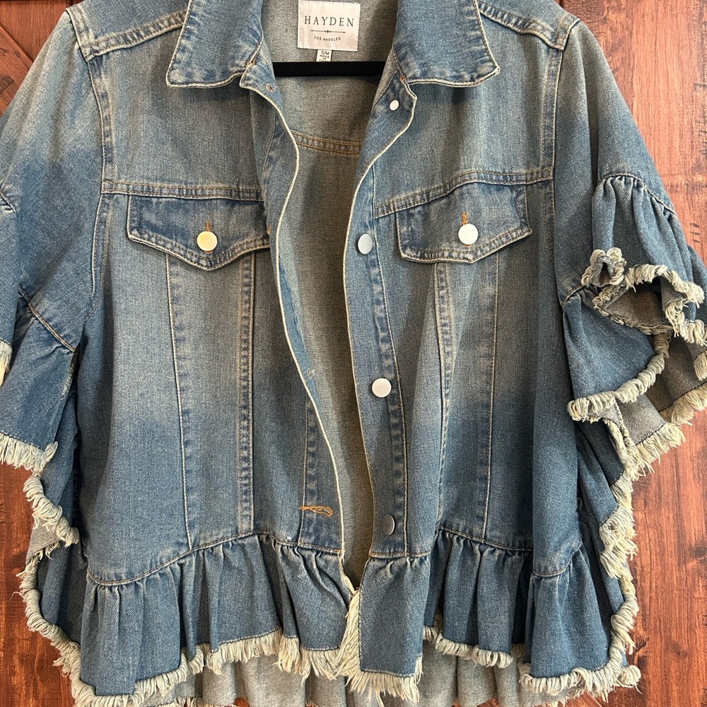 Hayden Denim Ruffle Jacket Sz S/M